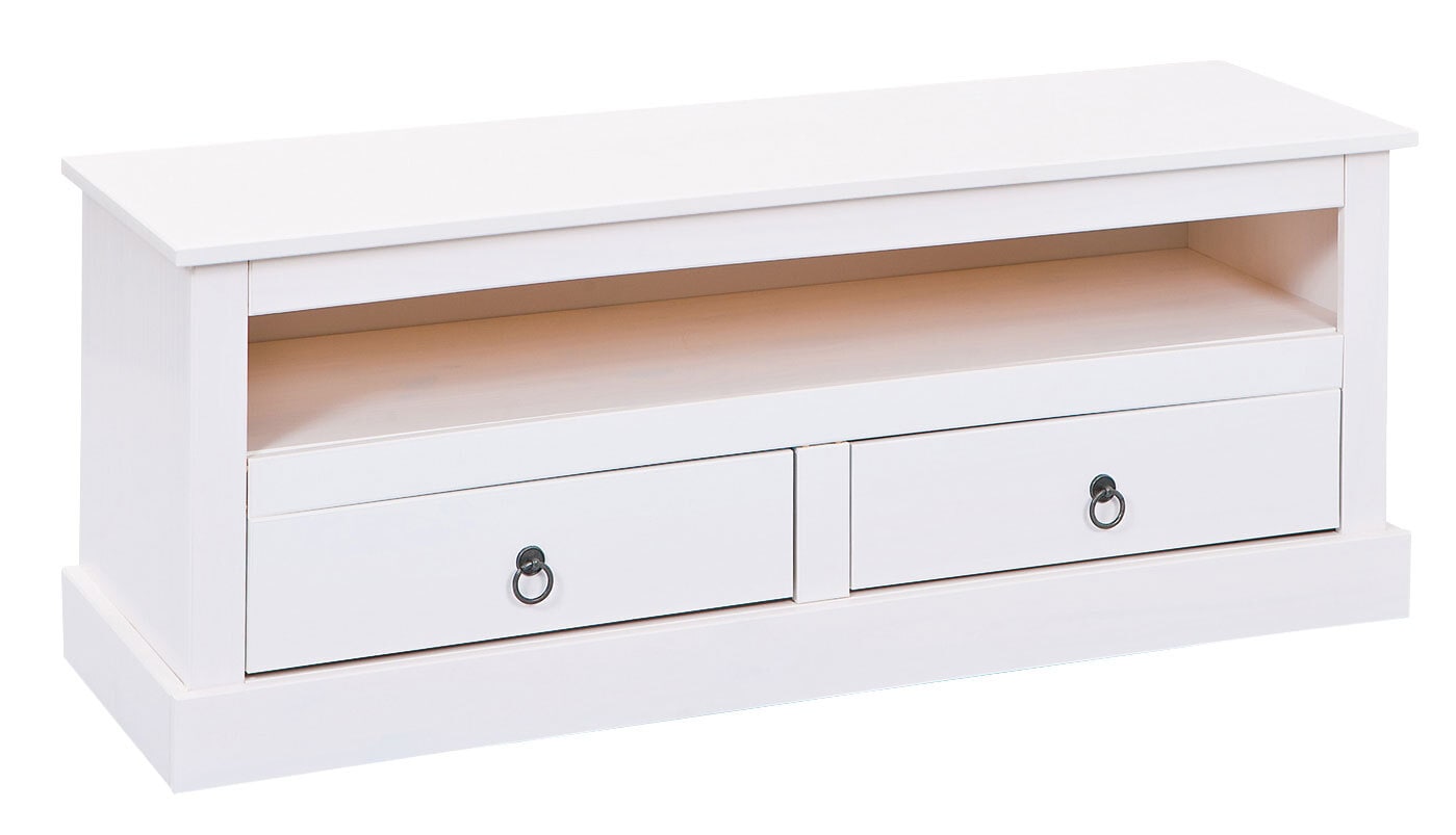 TV-Lowboard LUKAS 118x45x39 cm Massivholz Kiefer weiß
