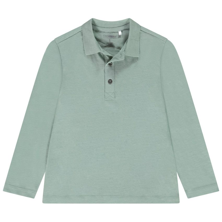 Polo manches longues en jersey slub pour garçon - Vert