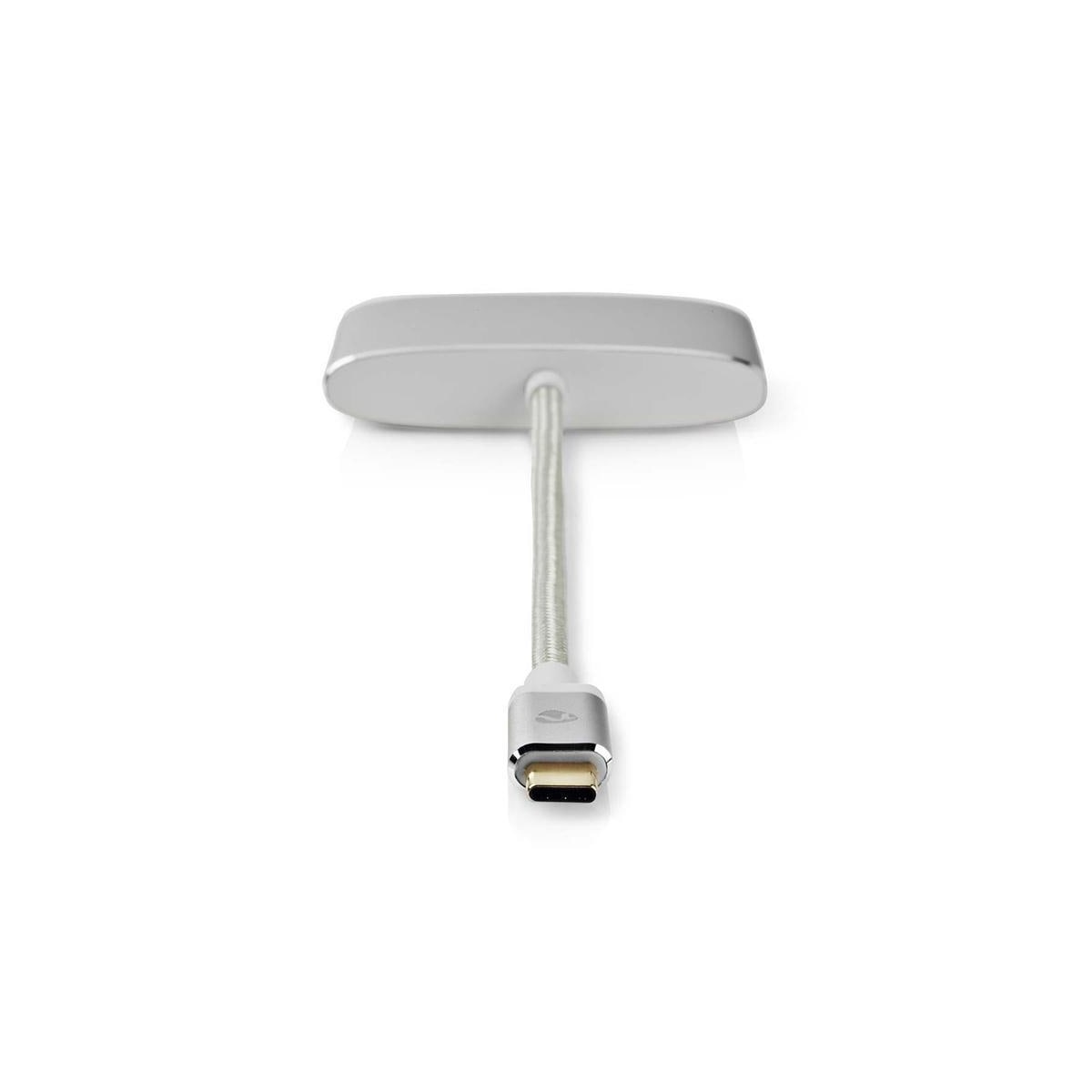 Nedis USB Multi-Port Adapter | USB 3.2 Gen 1 | USB-C™ Hann | USB-A Hun / USB-C™ Hunn / VGA Hun 15p | 5 Gbps | 0.20 m | Rund | Gull belagt | Flettet / Nylon | Sølv | Deksel Vindusboks