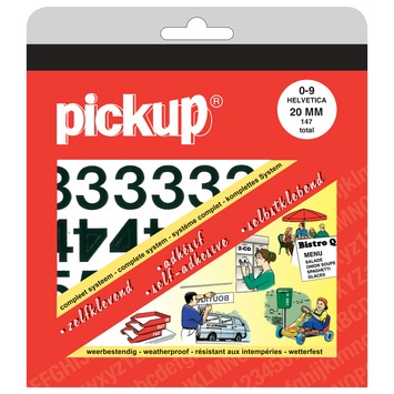 Pickup plakcijfers 0-9 Helvetica zwart 20 mm