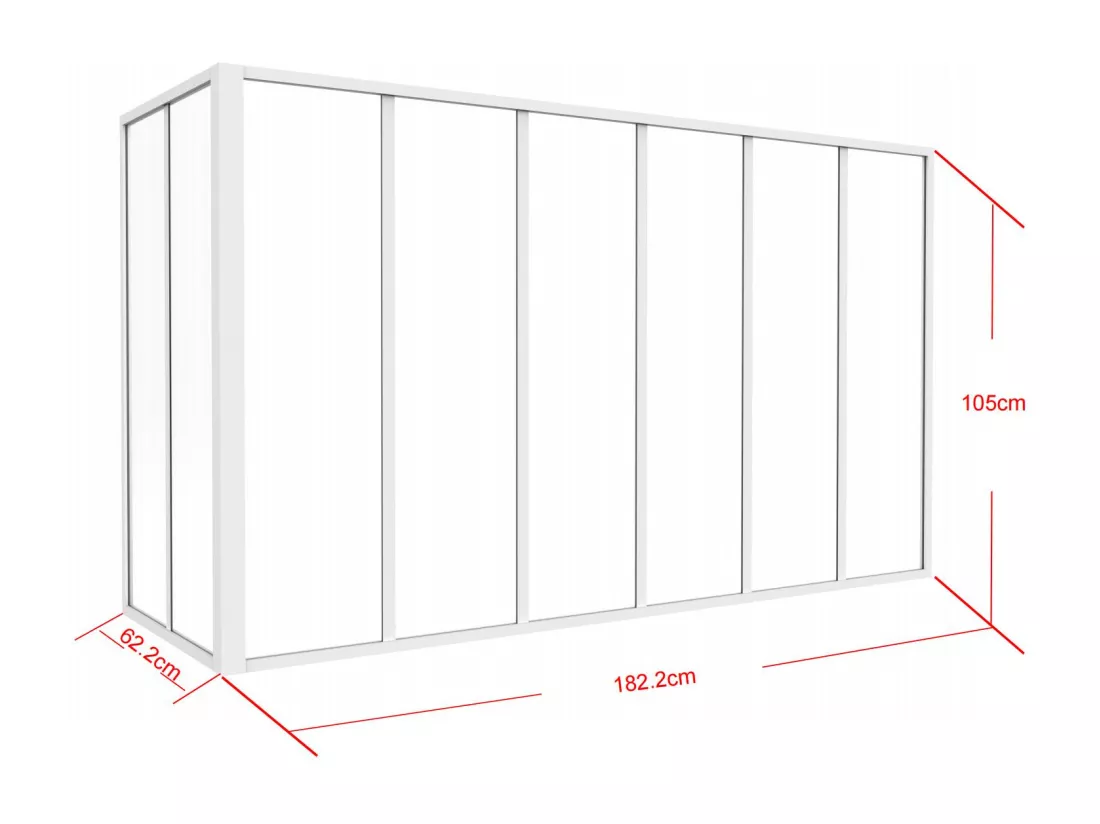 Verrière d'angle atelier en aluminium thermolaqué - L180 x L60 x H105 cm - Blanc - BAYVIEW
