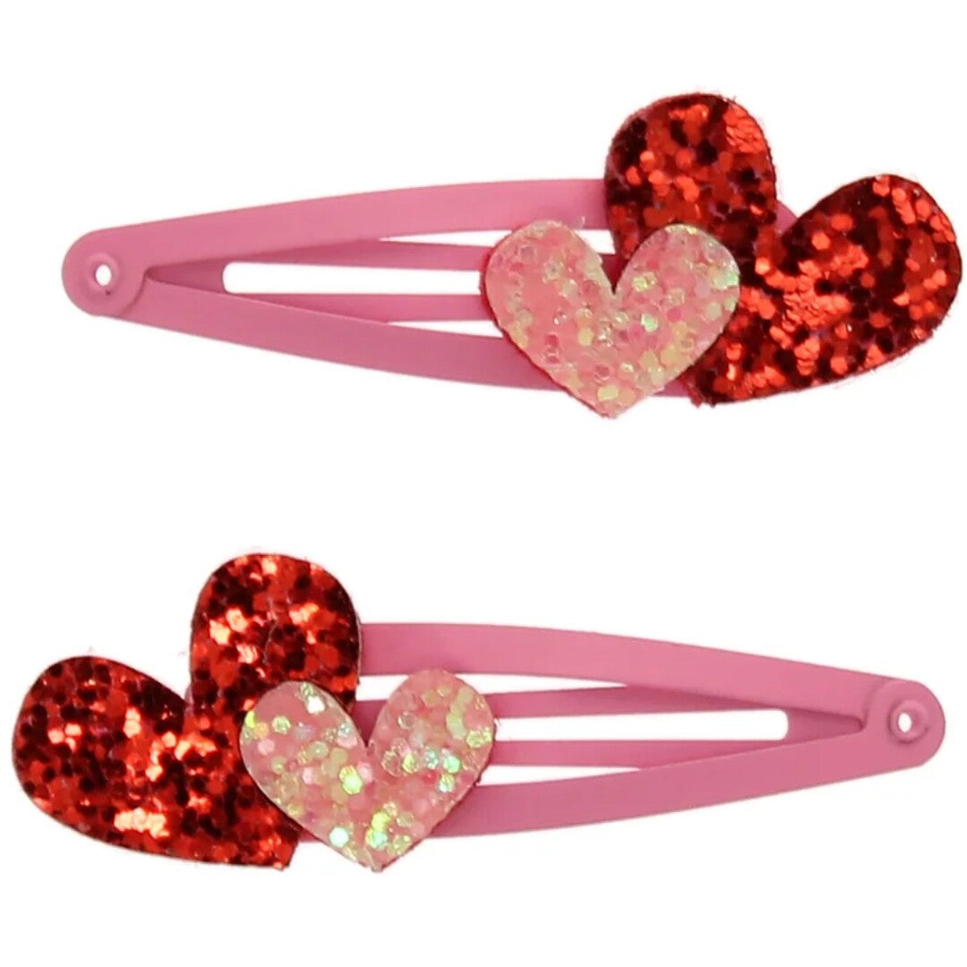 Rex london haarspeldjes love hearts glitter - 2st