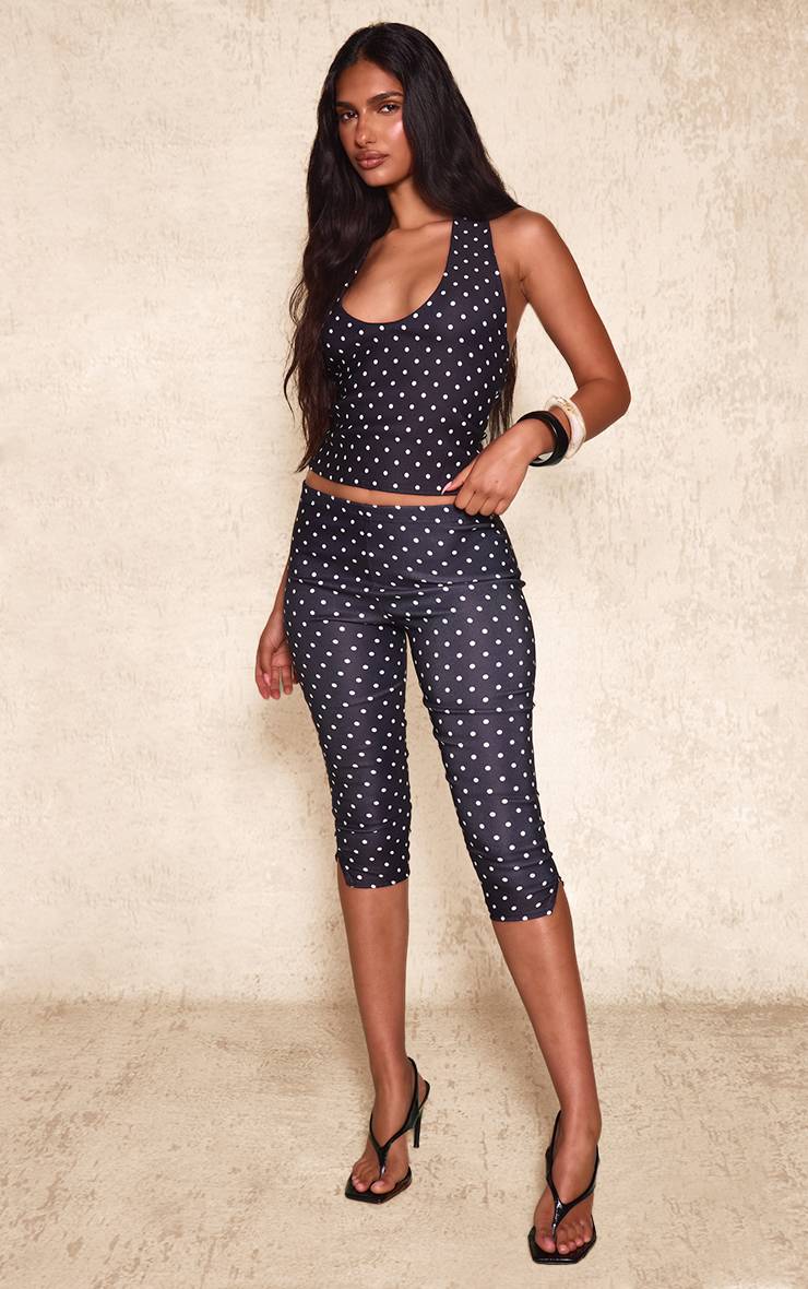Noir Ensemble Coordonné Pantalon Capri À Pois