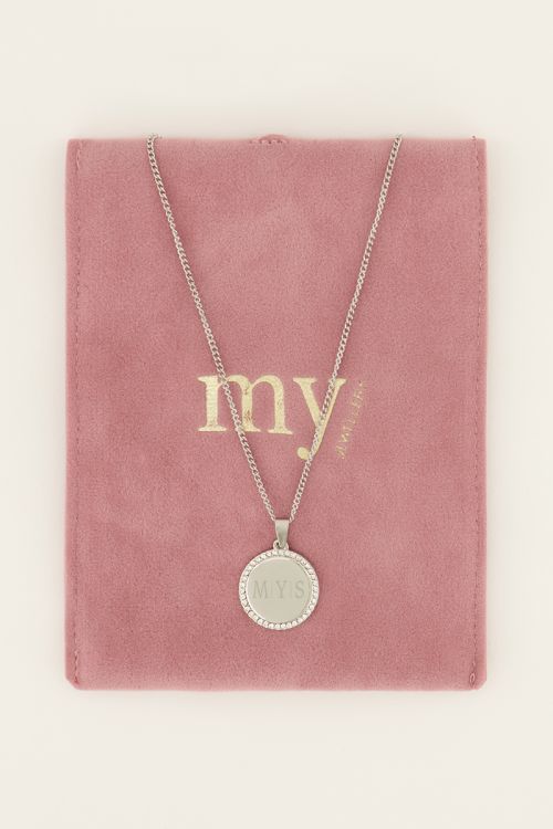 Atelier korte ketting met ronde strass bedel
