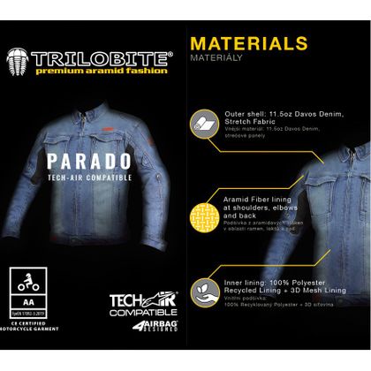 Veste Jean Trilobite PARADO TECH-AIR LADIES COMPATIBLE - Bleu