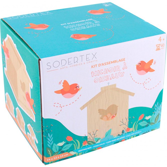 Kit nichoir en bois + colle - 13 x 14,5 x 16 cm - 1 pc - 1  coloris