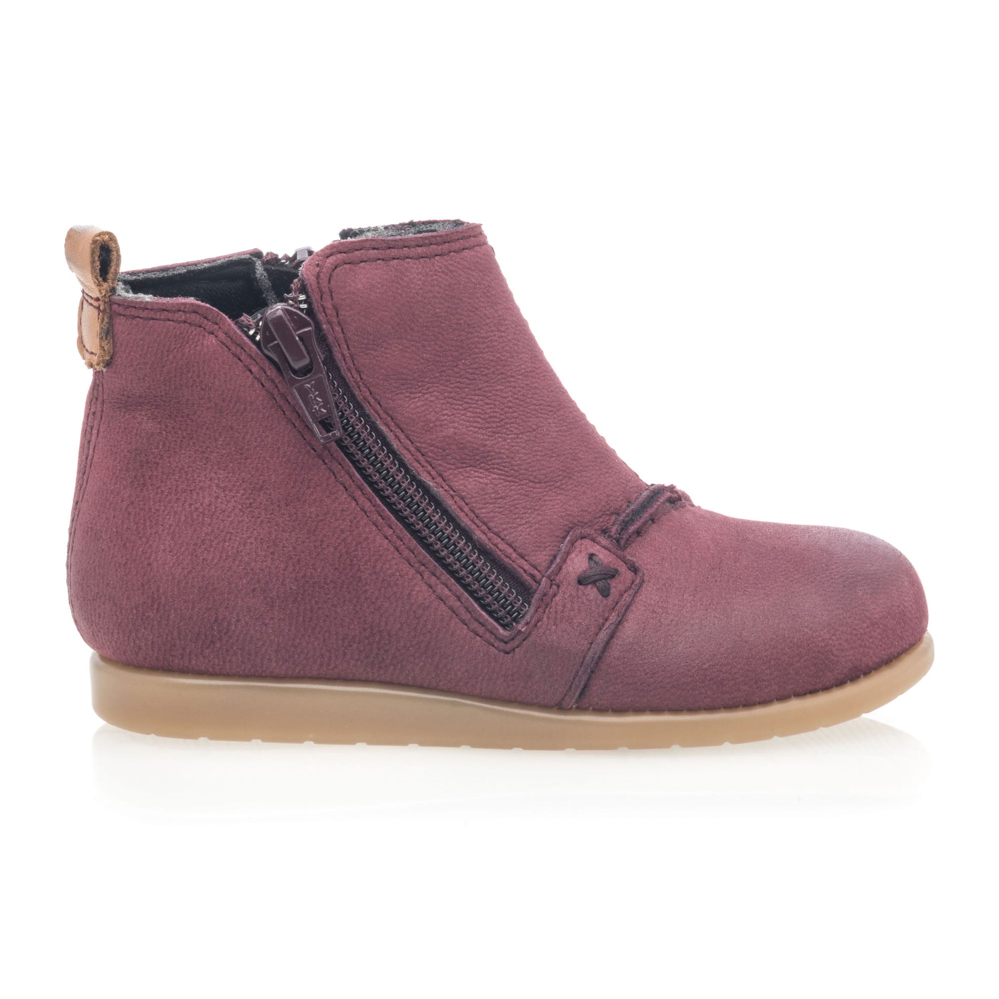 Bottines Fille en cuir bordeaux
