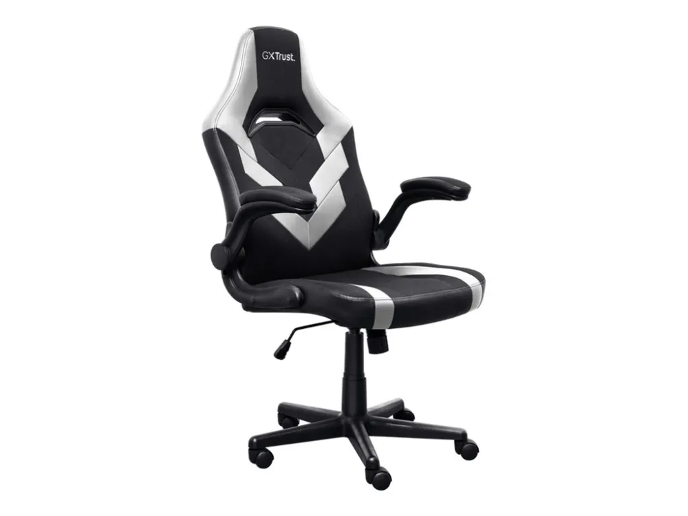 Trust GXT 703W RIYE - Spillestol - armstøtter - L-formet - vippe - drejeled - syntetisk læder, elastisk stof - hvid