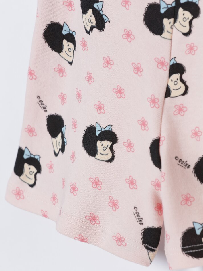 Conjunto com 2 pijamas Mafalda estampados de duas peças - Coral
