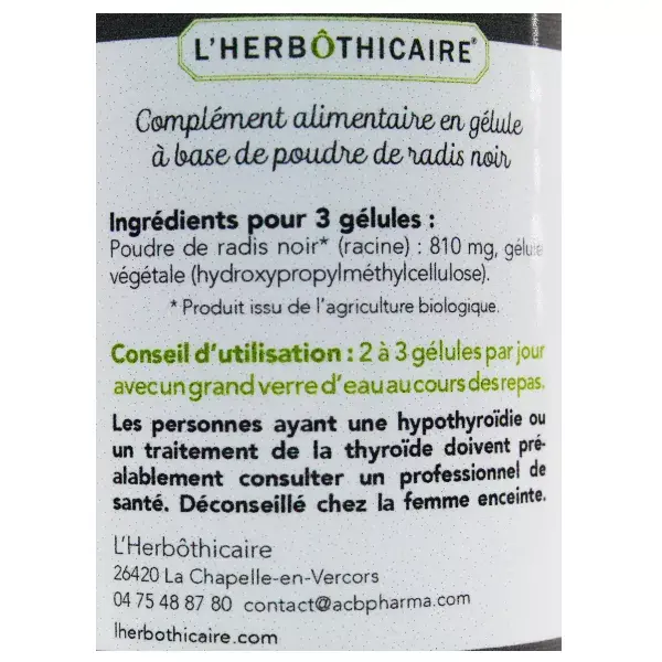 L'Herbôthicaire Radis Noir Bio 60 gélules