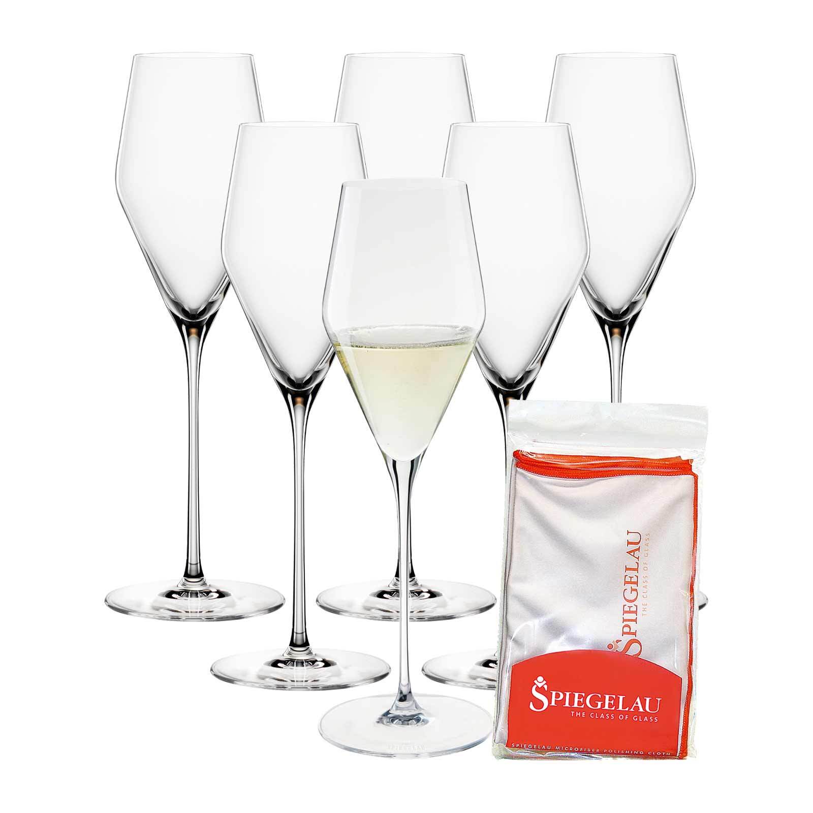 Spiegelau Champagnergläser + Poliertuch Definition 250 ml 6er Set