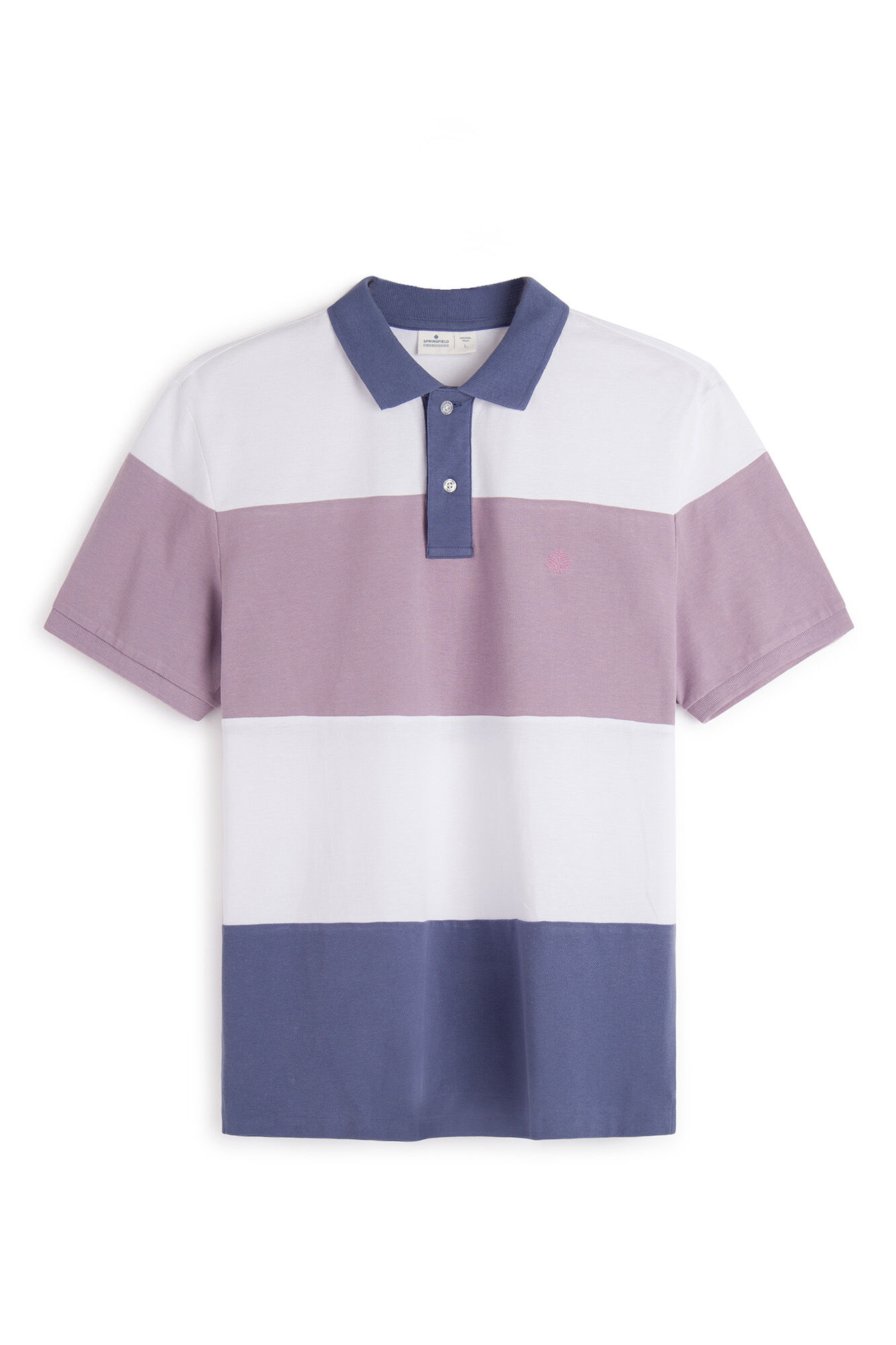 Polo piqué color block - azul médio