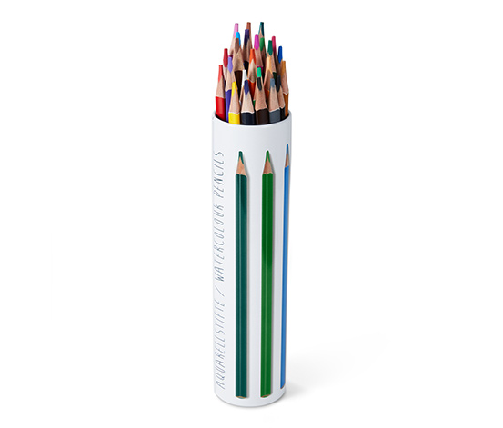 24 Aquarell-Buntstifte in der Dose, inkl. Pinsel