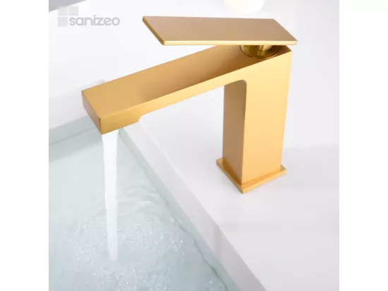Robinet Mitigeur de Lavabo anti-calcaire Bec Bas Or Brossé IMEX PISA BDP048-1OC
