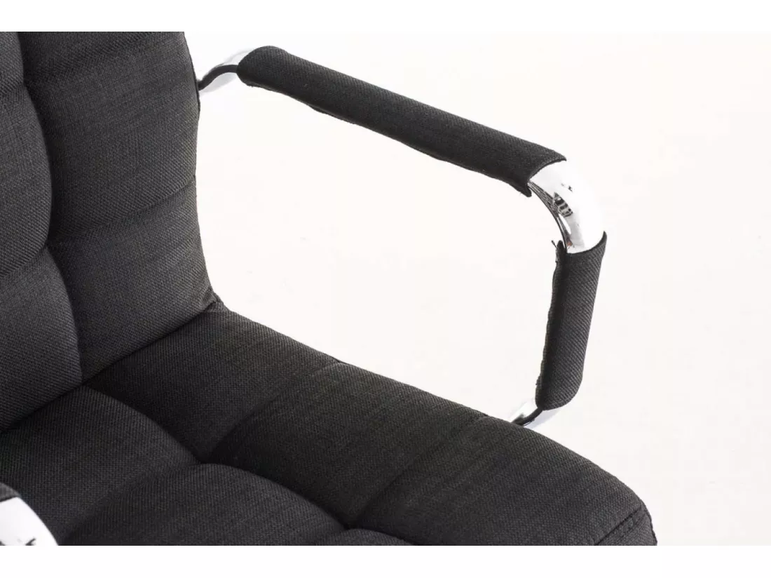 Chaise de bureau - Tissu & Métal chromé - Noir - Deli V2