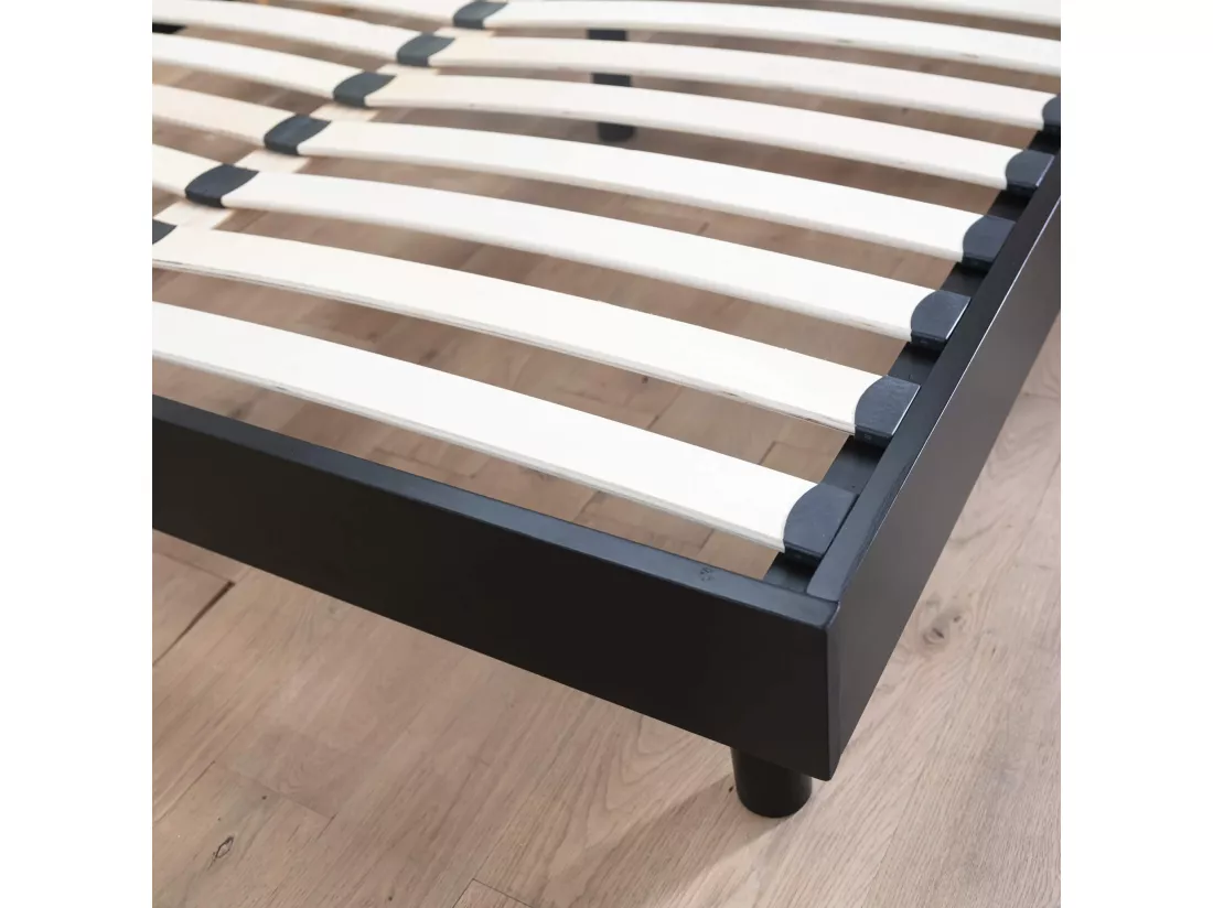 Sommier kit en bois massif noir 160x200