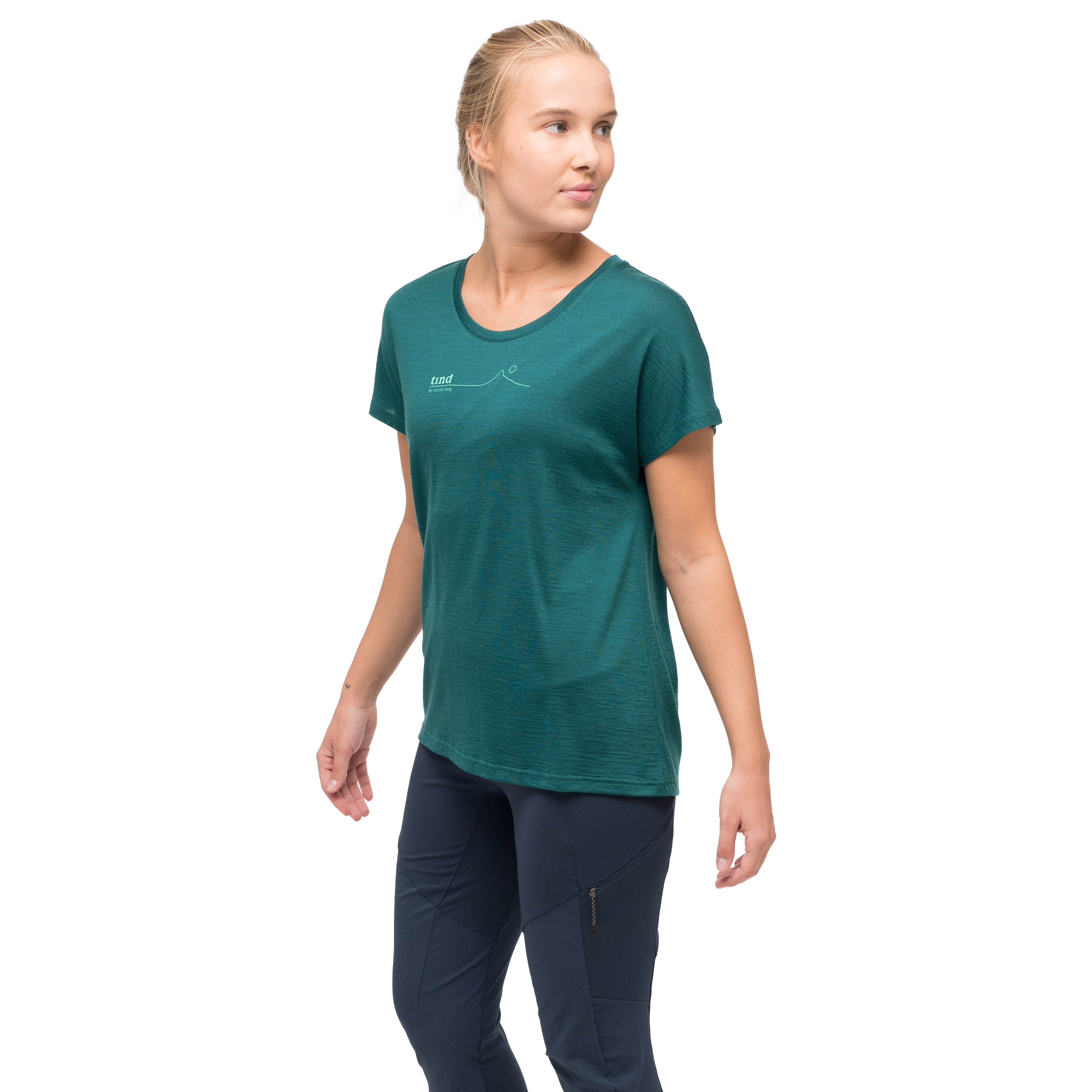 Tind Crux Merino Tee Women Malachite Green / Light Malachite Green Moon Peak