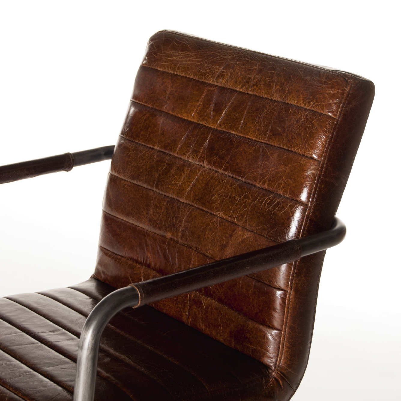 Lederstuhl 'Clinton', mit Armlehne, L 58 cm, B 55 cm, H 85 cm von fischer's lagerhaus