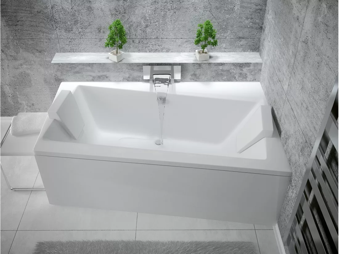 Baignoire angle droit ZIANIGI avec tablier - Dimensions: 170cm
