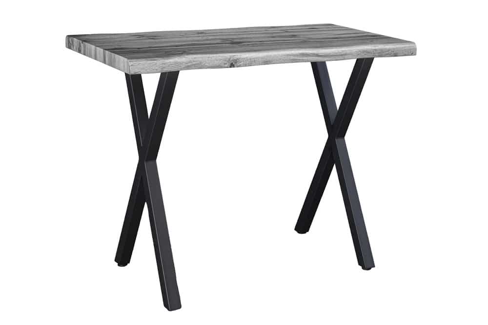 Industrial Bartisch WILD 120cm grau Wildeichen-Design schwarz Metall X-Gestell