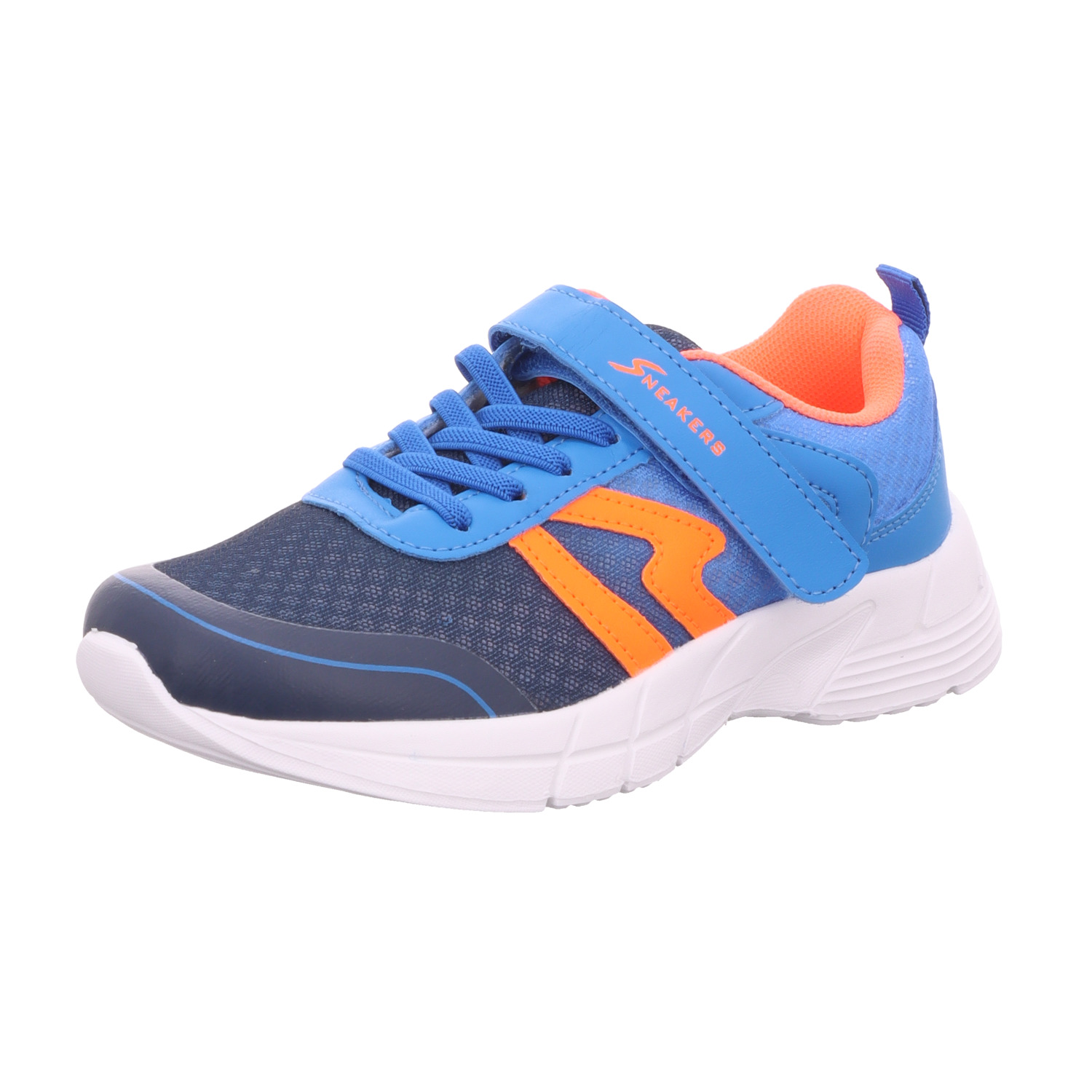 Sneakers Kinder-Klett-Sportschuh Blau-Orange-Weiß
