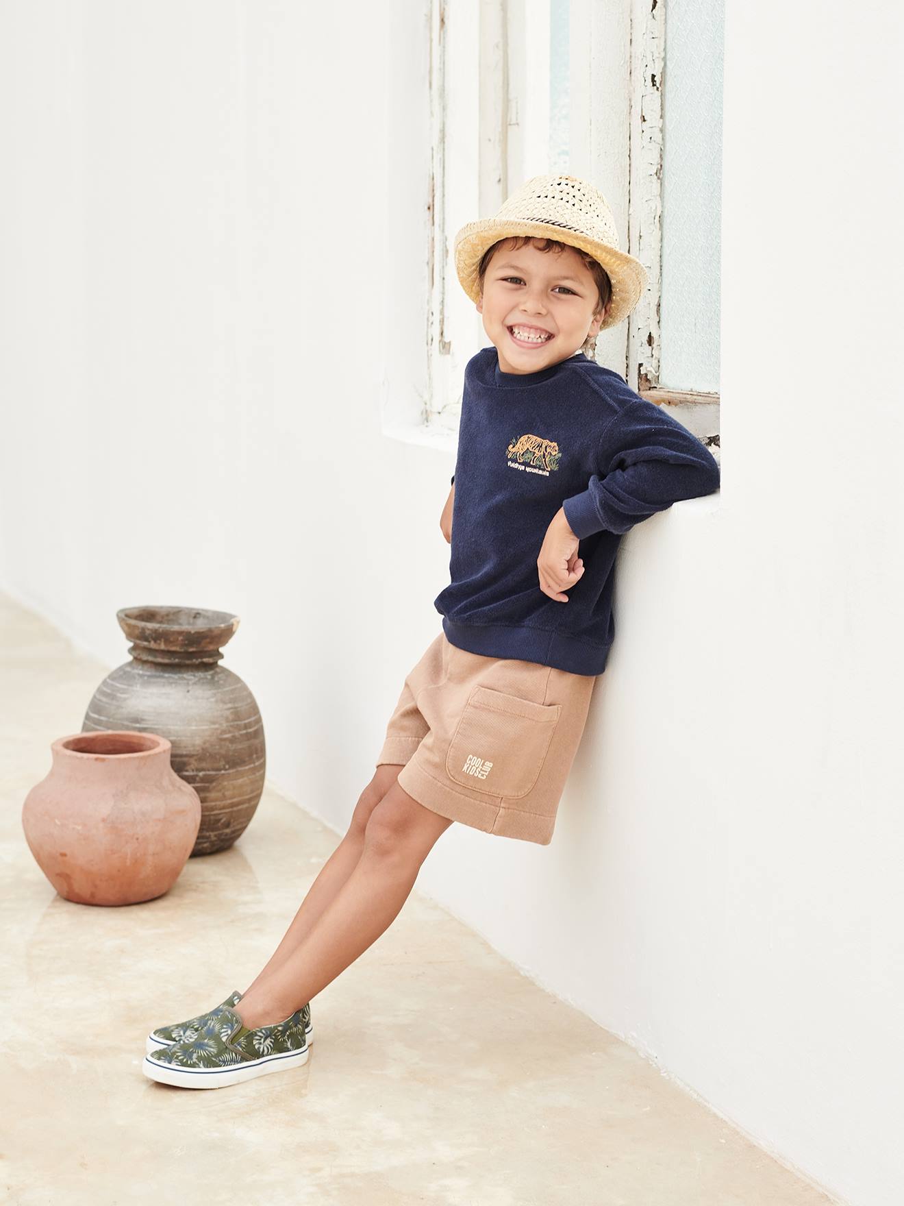 Tênis slip-on verde-escuro estampado para meninos