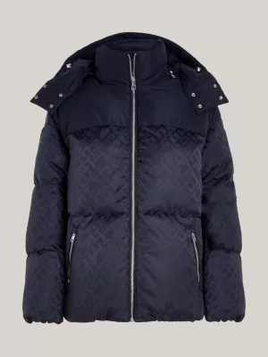 Jaqueta puffer de nylon reciclado com monograma TH de Nova York