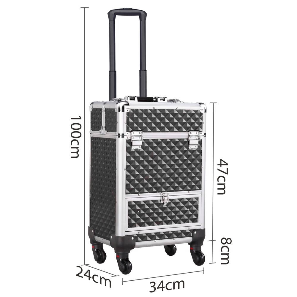 Yaheetech Kosmetikkoffer Beauty Case Schminkoffer Multikoffer mit Schublade abschließbar, 34 x 24 x 55 cm