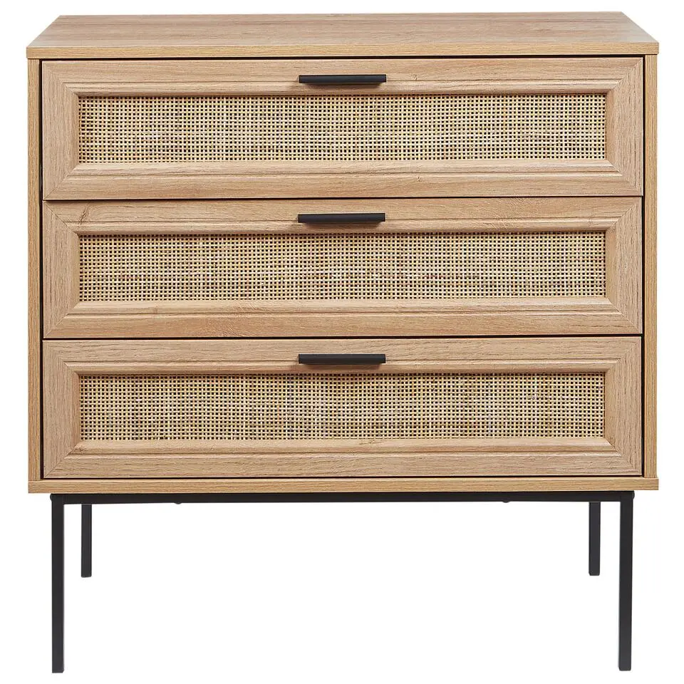 PASCO - Dressoir 3-lades - Lichte houtkleur - Rotan