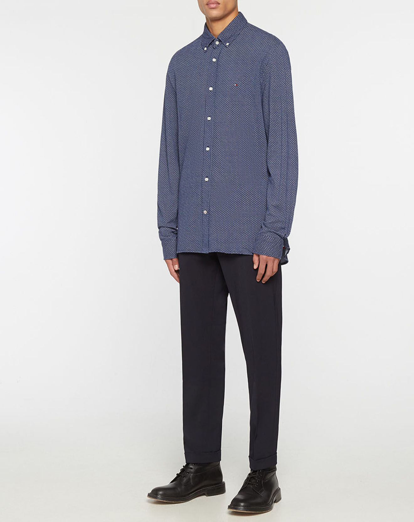 Tommy Hilfiger Chemise droite Jersey imprimée Géométrique bleu marine