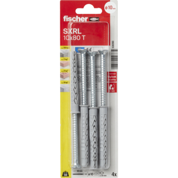 Fischer Constructieplug SXRL 10x80mm met torx schroef 4 stuks