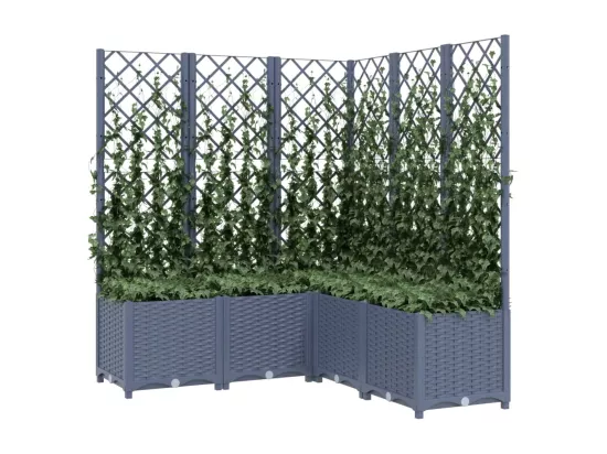 Jardinière avec treillis Gris foncé 120x120x136 cm PP