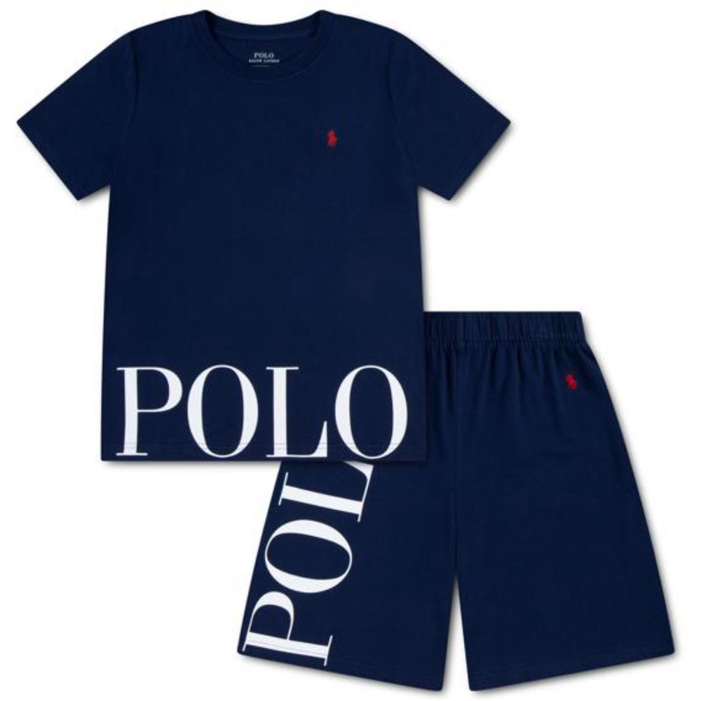 Køb Polo Ralph Lauren Newport Navy Ss Tee/Shorts Multi Polo Sæt