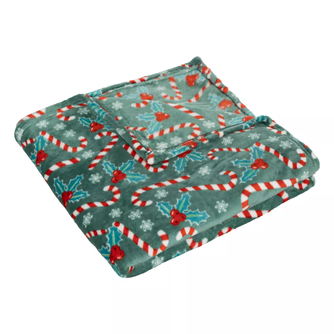 Plaid de Noël (130 x 180 cm) Houx et sucre d'orge