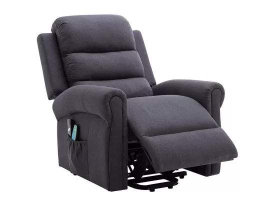Fauteuil massant en tissu avec releveur électrique - Gris anthracite - LOVARI