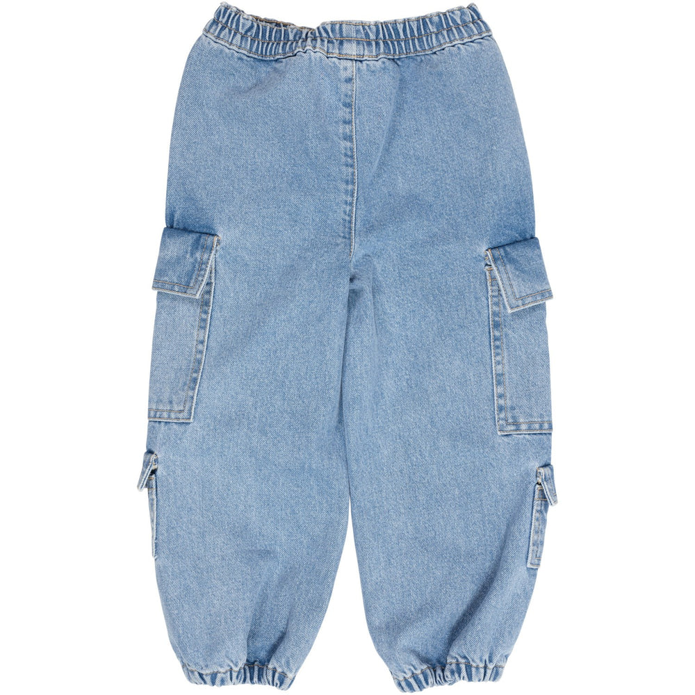 Køb COPENHAGEN COLORS Lt Blue Indigo Washed Organic Cargo Denim Bukser
