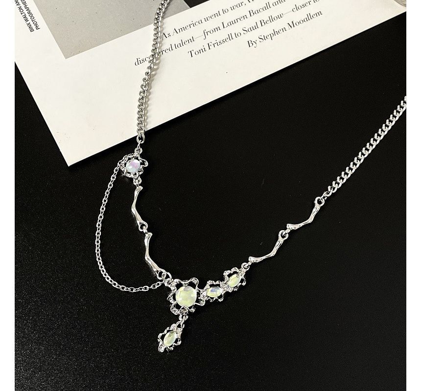 Gemsha - Onregelmatige maansteen hanger legering ketting