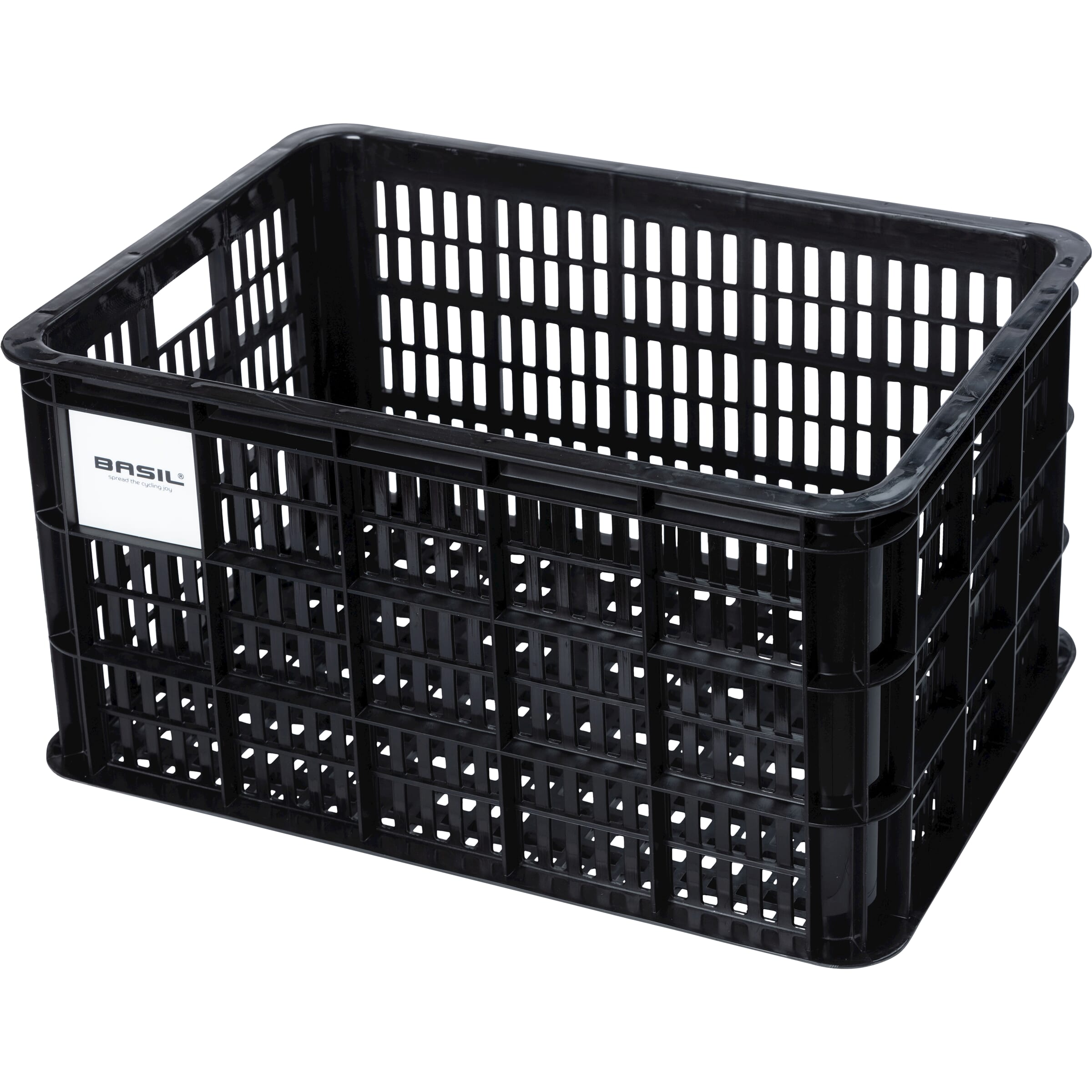 Basil Crate Recycled kasse til lad eller bagagebærer sort 40L åben