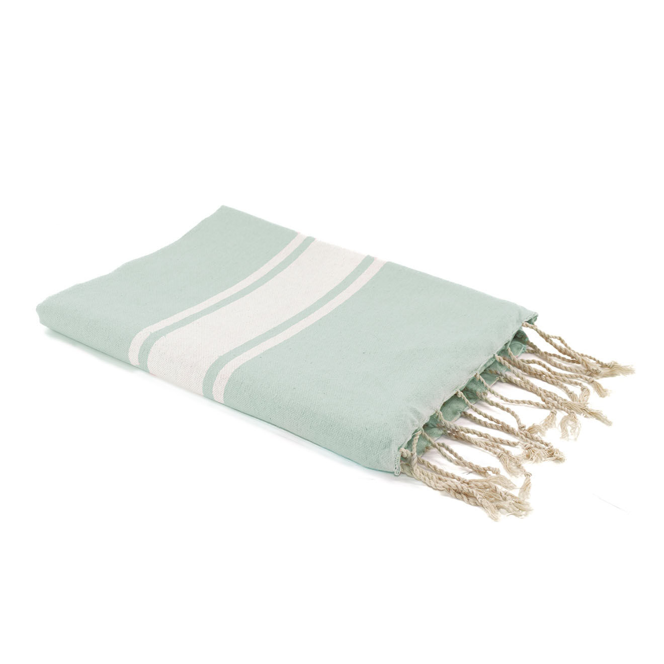 Febronie Fouta Traditionelle St Tropez eau de nil/blanc - 100x200 cm