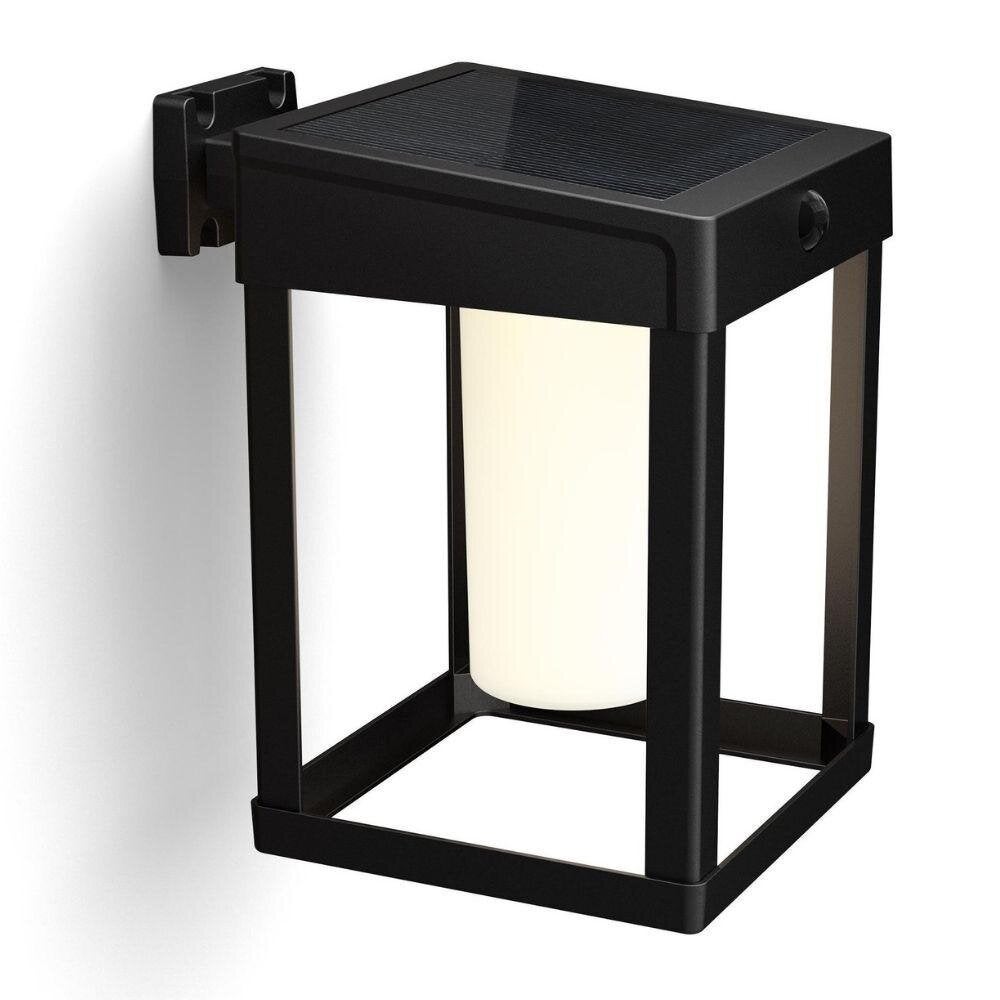 Camill LED-wandlamp op zonne-energie in zwart-wit, 1,4 W, 250 lm, IP44, met bewegingsmelder en schemersensor, vierkant