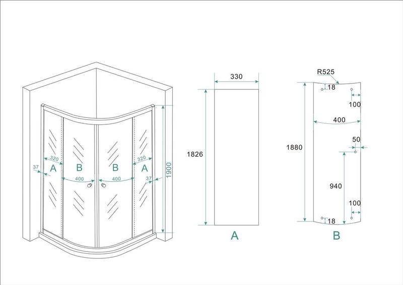 Wiesbaden - Douchecabine - Kwartrond - Helder Glas - 90x90x190 cm