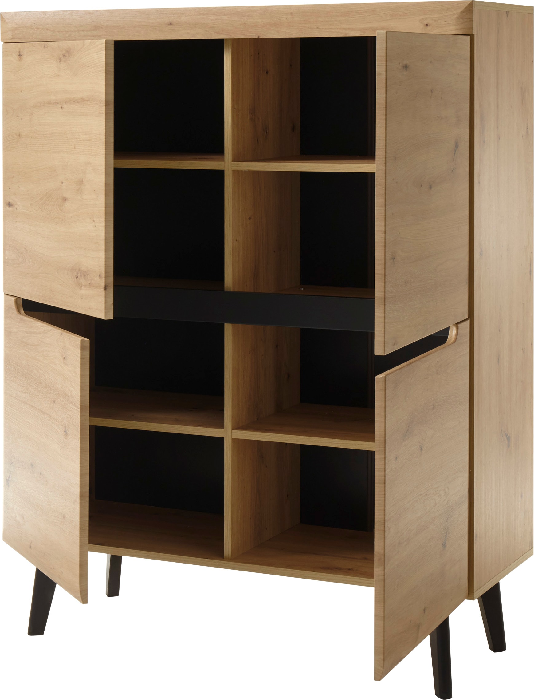 INOSIGN Highboard »Torge, Kommode, Schrank, Sideboard, Anrichte, Mehrzweckschrank« 1 Stk. tlg. abgeschrägte Füsse, drei Farben, Scandi Design, 107 cm breit