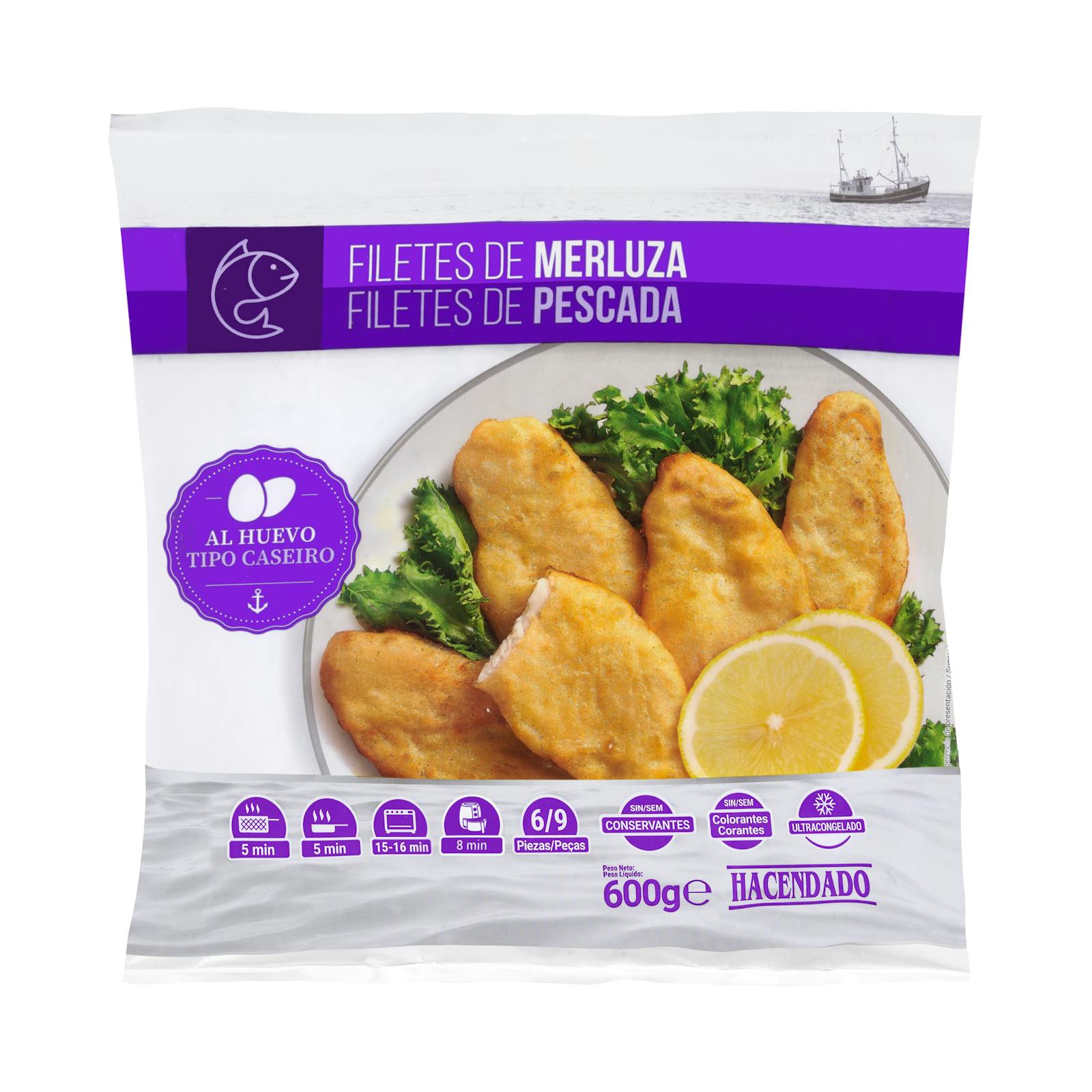 Filets de merlu frits aux œufs surgelés Hacendado