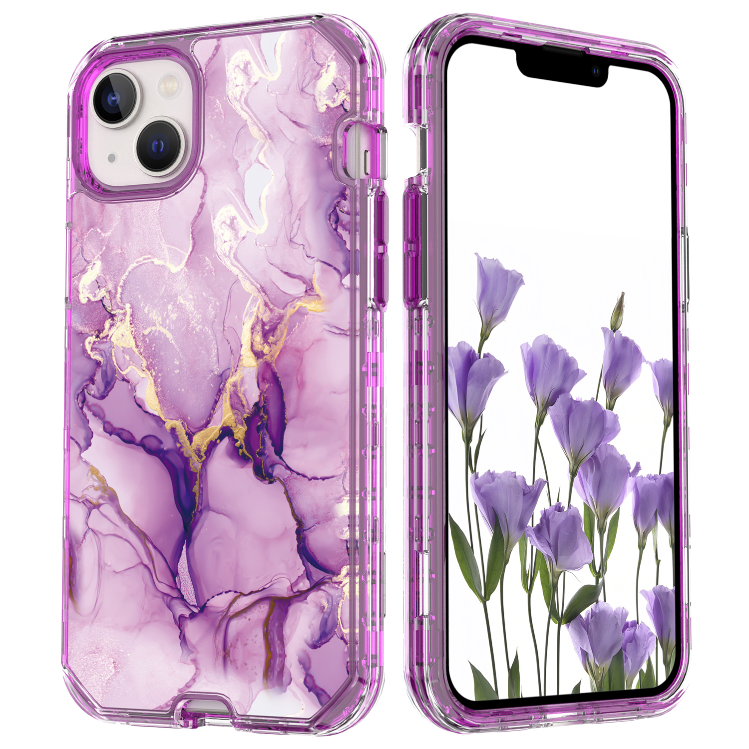 iPhone SE (2022/2020) / 8 / 7 Hybrid Hülle TPU Bumper mit Acryl Rückseite im Marble Marmor Design - Style 2