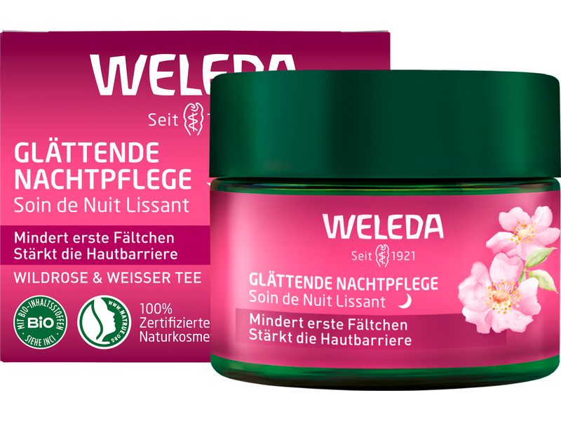 WELEDA Nachtcrème Wildrose und Weisser Tee 40 ml Natürliche Nachtpflege stärkt die Hautbarriere und mindert erste Fältchen