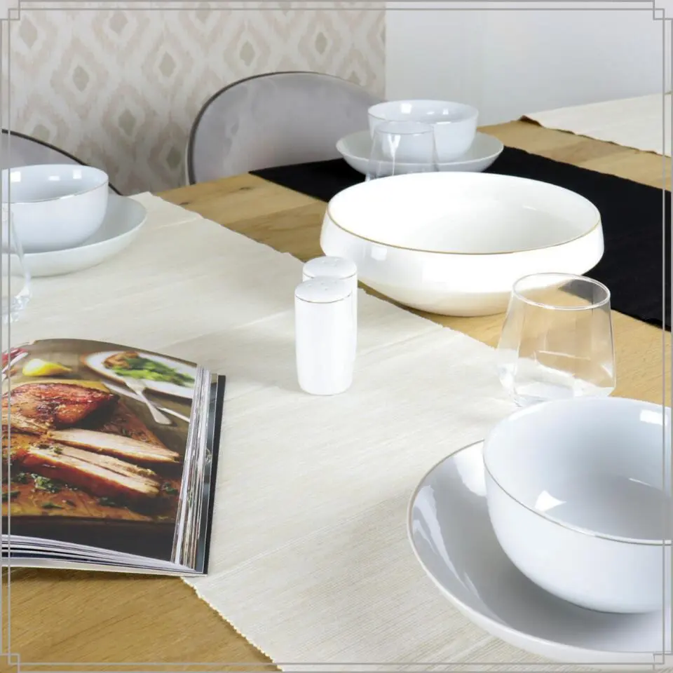 OTIX Saladeschaal Slakom Serveerschaal 25cm Wit met gouden rand Porselein