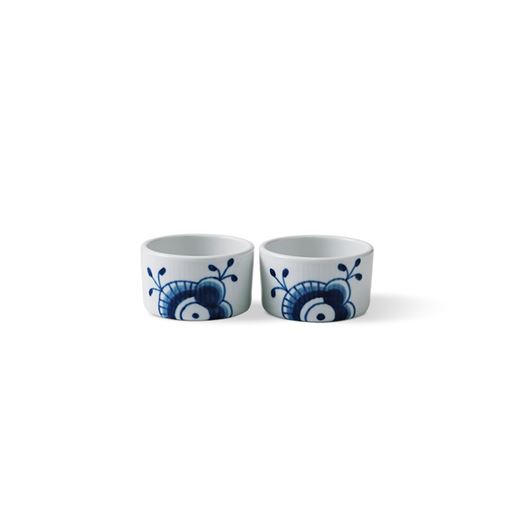 Royal Copenhagen Blå Mega Riflet 2-pak Souffle Skåle, Ø9 cm