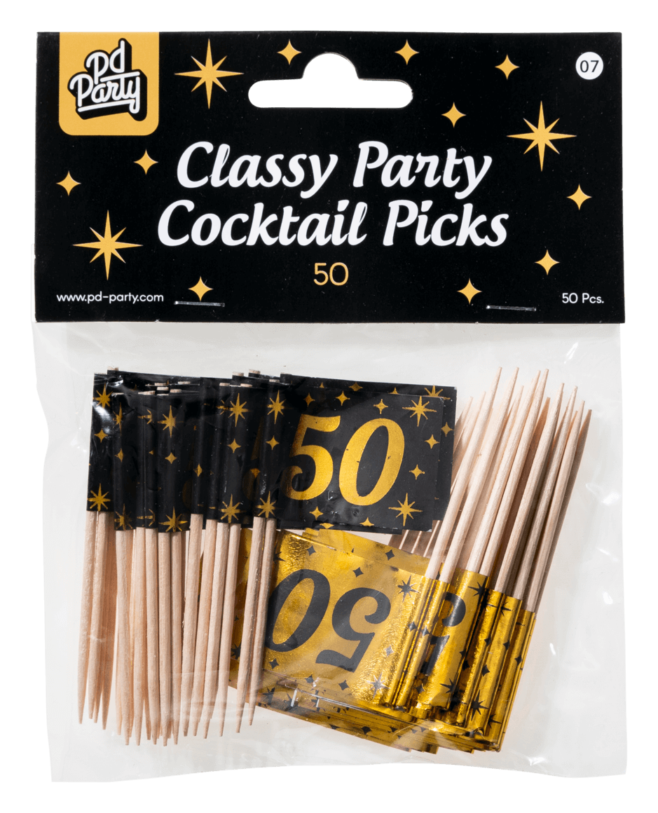 Cocktailprikkers 50 Jaar 6,5cm 50st
