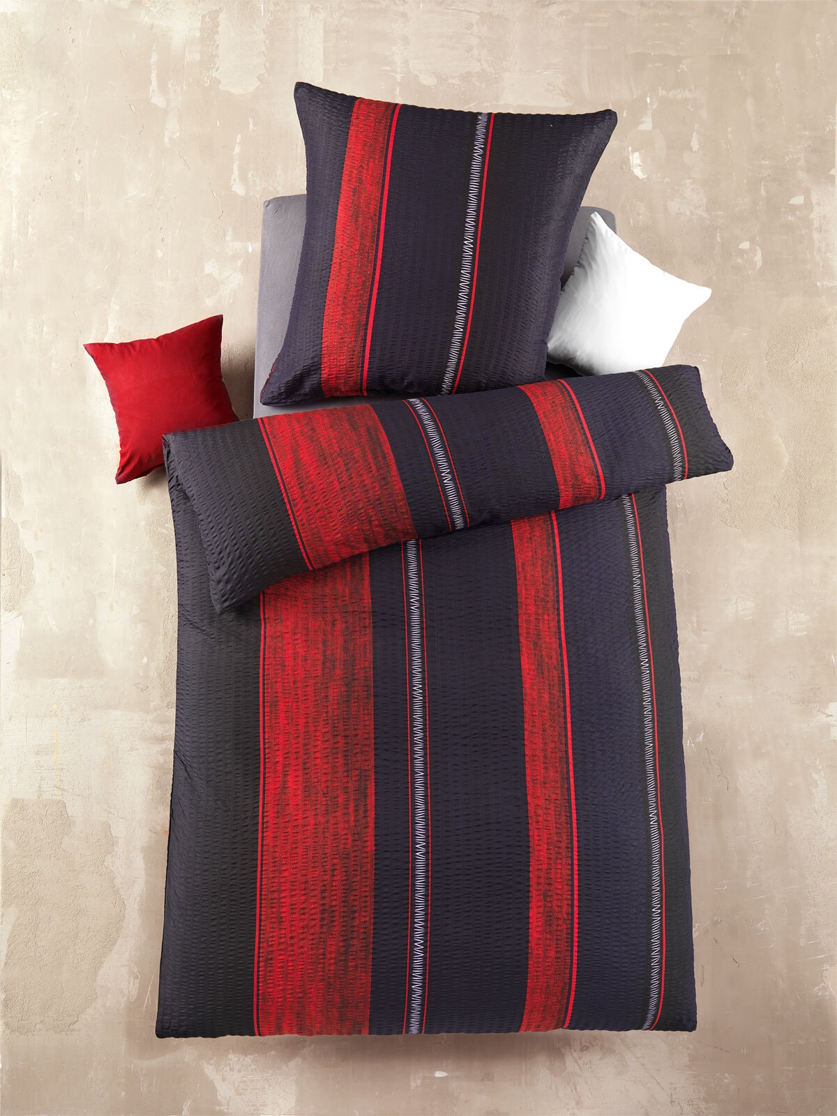 Mikrofaser Seersucker-Bettwäsche HIGH CLASS BERNHARD 135 x 200 cm rot