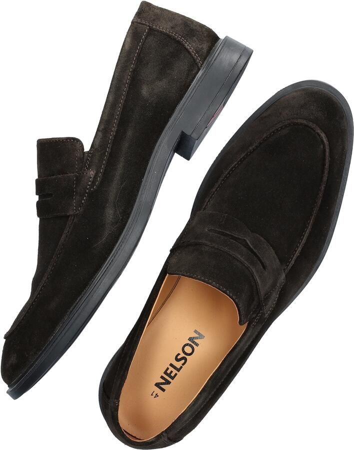 Nelson suède loafers donkerbruin